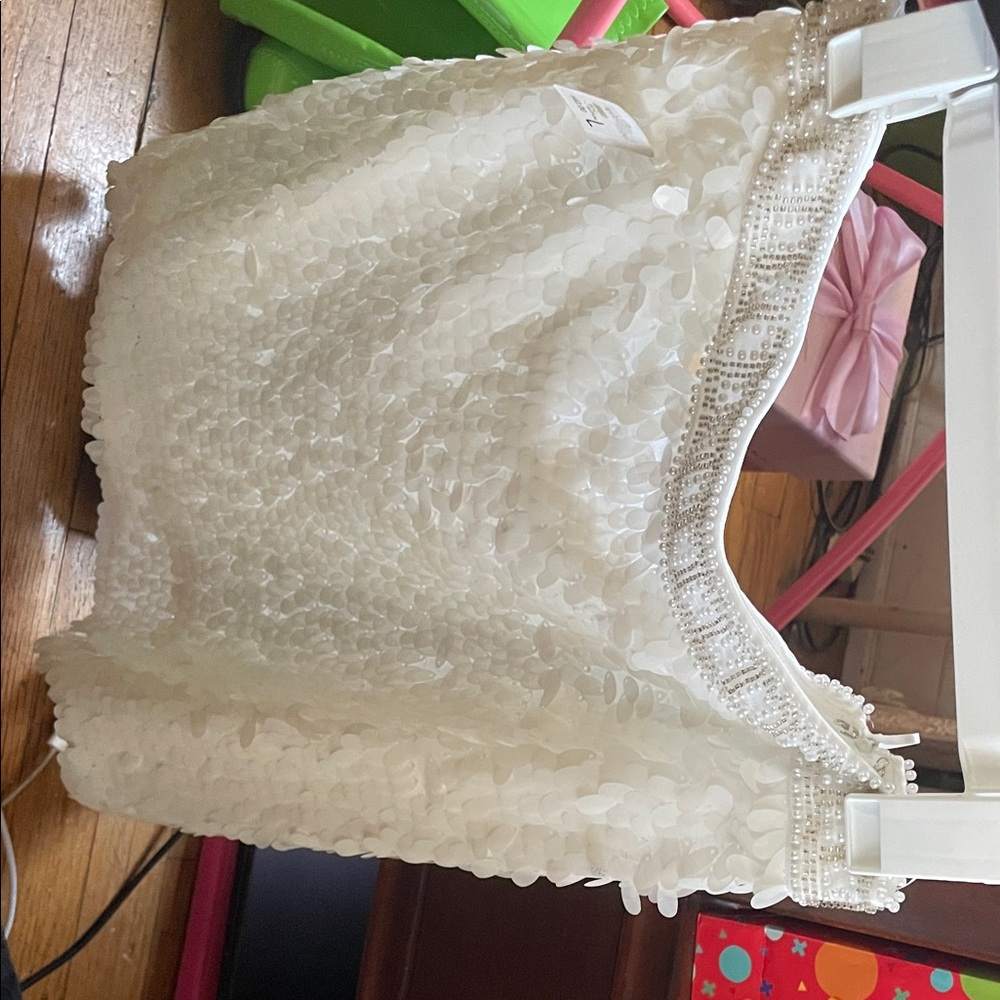 Apricot Lane White Sequin and Pearl skirt